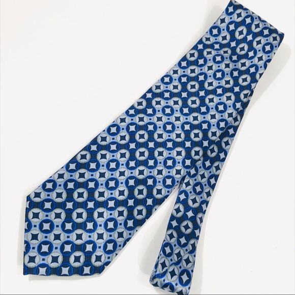 Adolfo Circles and Diamonds Tie Blue - Picture 3 of 4